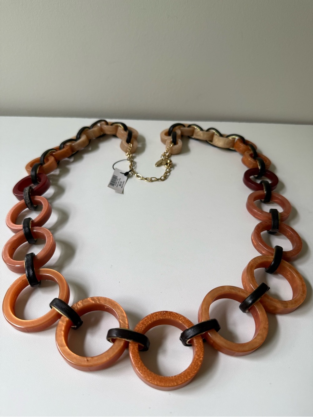 Chico's Peach and Brown Resin Link Necklace